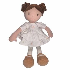 Home Goods Bonikka Doll 17" Plush Brown Hair Eyes Linen Dress Stuffed Cloth Toy